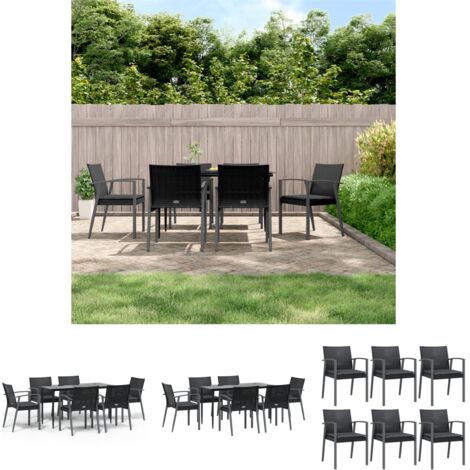 Rattan - vidaXL 7-tlg. Garten-Essgruppe mit Kissen Poly Rattan und Stahl - Stahl