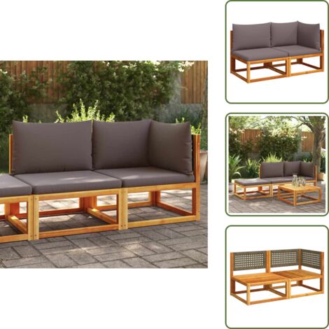 Rattan - vidaXL Divano da giardino con cuscini 2 posti in legno di acacia e rattan - Acacia