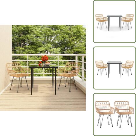 Rattan - vidaXL Set da Pranzo da Giardino 3 pz in Polyrattan - Acciaio