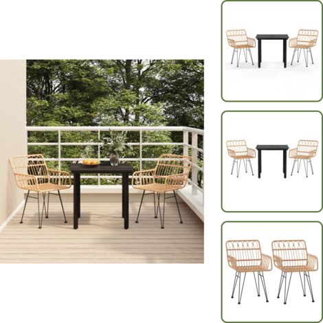 Rattan - vidaXL Set da Pranzo da Giardino 3 pz in Polyrattan - Acciaio