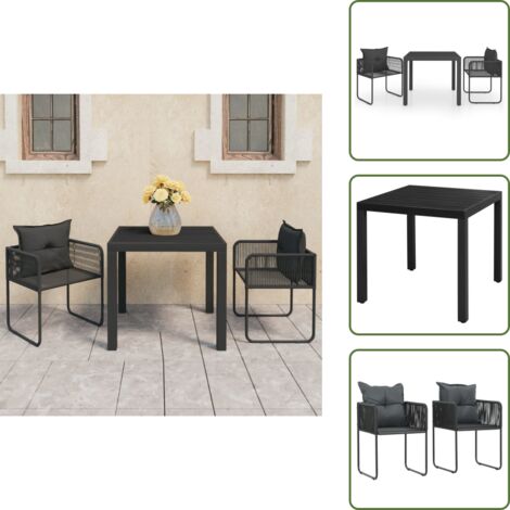 Rattan - vidaXL Set da Pranzo da Giardino 3 pz in Rattan PVC Nero - PVC