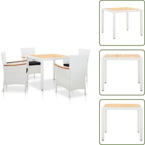 Rattan - vidaXL Set da Pranzo da Giardino 5 pz in Polyrattan Bianco - Polietilene