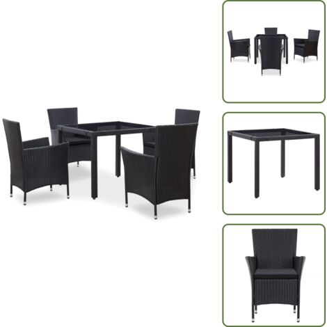 Rattan - vidaXL Set da Pranzo da Giardino 5 pz in Polyrattan Nero - Poliester