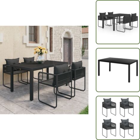 Rattan - vidaXL Set da Pranzo da Giardino 5 pz in Rattan PVC Nero - PVC