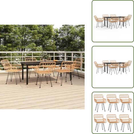 Rattan - vidaXL Set da Pranzo da Giardino 7 pz in Polyrattan - Acciaio