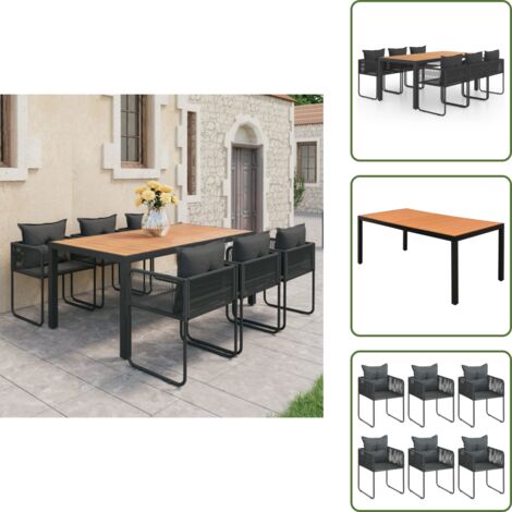 Rattan - vidaXL Set da Pranzo da Giardino 7 pz in Rattan PVC Nero e Marrone - PVC