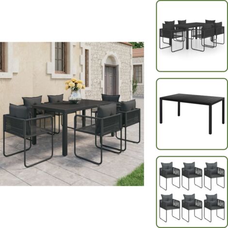 Rattan - vidaXL Set da Pranzo da Giardino 7 pz in Rattan PVC Nero - PVC