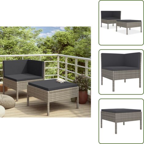 Rattan - vidaXL Set Divani da Giardino 2 pz con Cuscini in Polyrattan Grigio - Poliestere