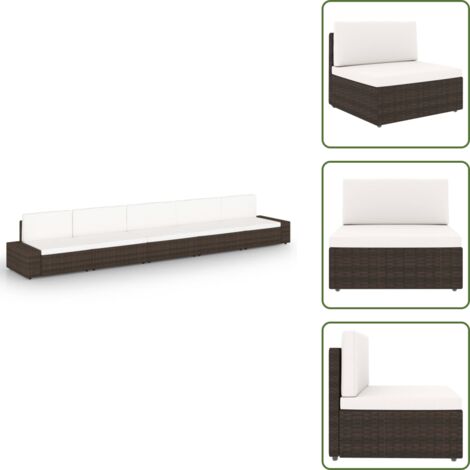 Rattan - vidaXL Set Divani da Giardino 5 pz con Cuscini in Polyrattan Marrone - Poliestere