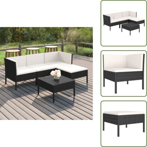 Rattan - vidaXL Set Divani da Giardino 5 pz con Cuscini in Polyrattan Nero - Poliestere