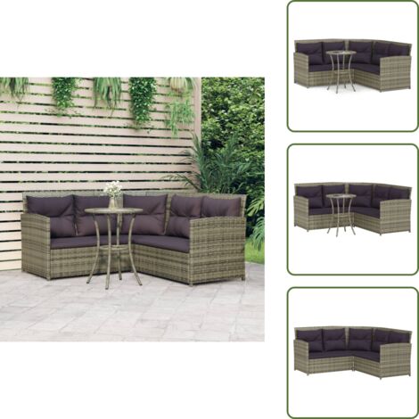 Rattan - vidaXL Set Divano a L con Cuscini 2 pz Grigio in Polyrattan - Poli rattan