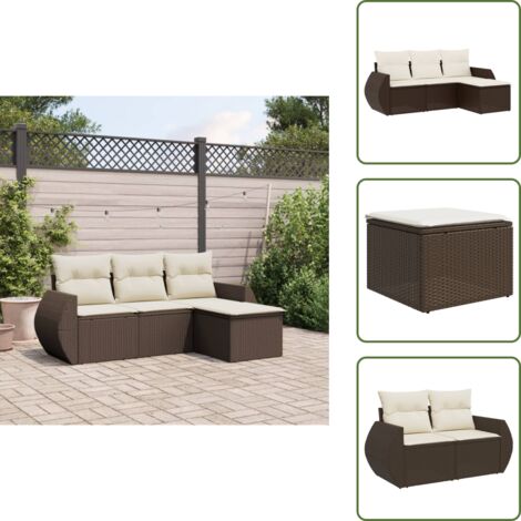 Rattan - vidaXL Set Divano da Giardino 4 pz con Cuscini Marrone in Polyrattan - Poltrona da esterno