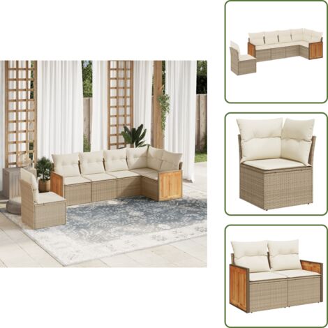 Rattan - vidaXL Set Divano da Giardino 6 pz con Cuscini Beige in Polyrattan - Poltrona angolare