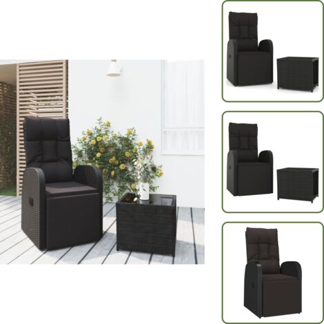 Rattan - vidaXL Set Mobili da Giardino 2 pz Nero Polyrattan e Acciaio - Acciaio