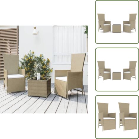 Rattan - vidaXL Set Mobili da Giardino 3 pz Beige Polyrattan e Acciaio - Acciaio