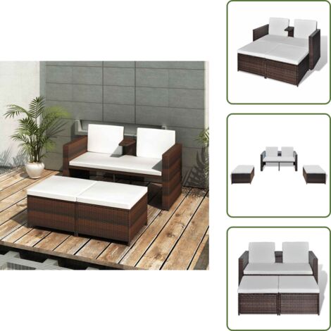 Rattan - vidaXL Set Mobili da Giardino 4 pz con Cuscini in Polyrattan Marrone - Cuscini in poliestere