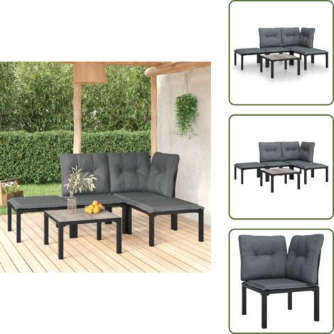 Rattan - vidaXL Set Salotto da Giardino 5 pz Nero e Grigio in Polyrattan - Poltrone angolari