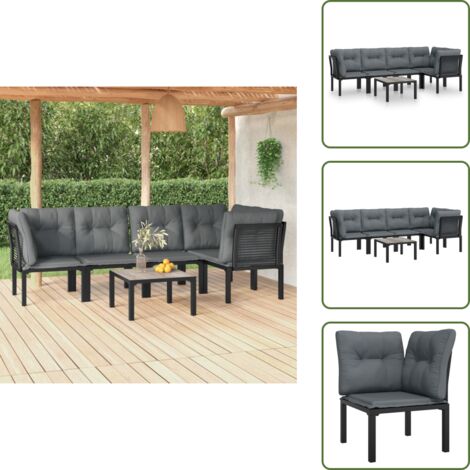Rattan - vidaXL Set Salotto da Giardino 6 pz in Polyrattan Nero e Grigio - Poltrone angolari