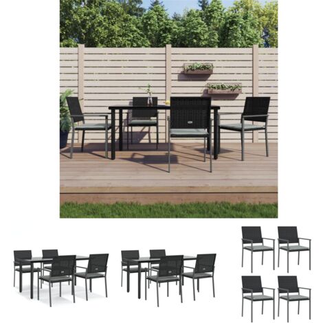 Rattanmöbel - vidaXL 5-tlg. Garten-Essgruppe mit Kissen Poly Rattan und Stahl - Stahlmöbel