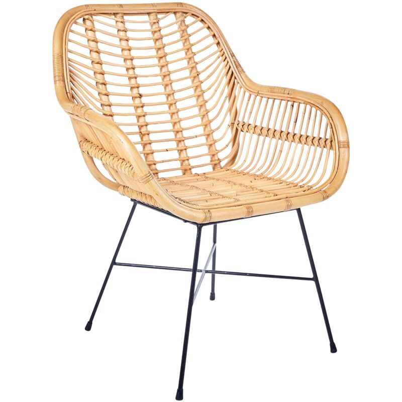 Beliani Rattanstuhl Natürlich / Schwarz Rattan/metall Perfekt Für Garten Modern