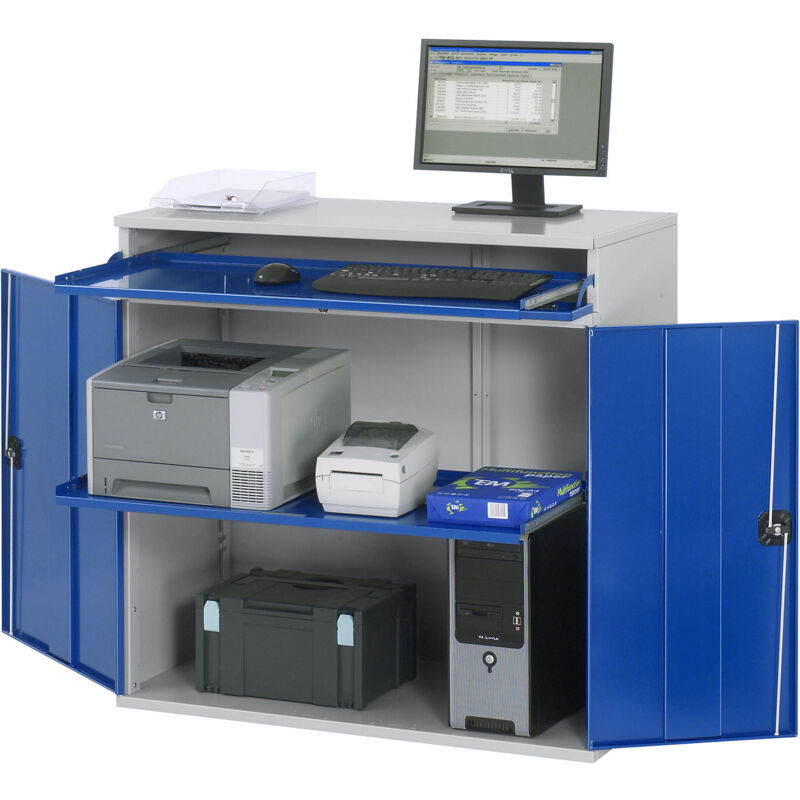 RAU - Poste multi-usages, armoire avec 1 tablette coulissante,