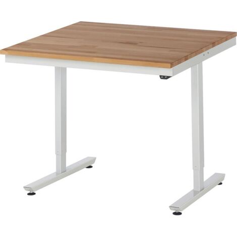 RAU Arbeitstisch adlatus 150 elektrisch höhenverstellbar Buche-Massiv-Platte 1000 mm x 1000 mm