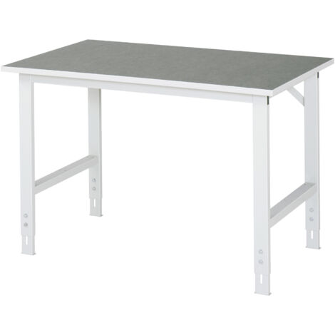 Rau Arbeitstisch Tom BxTxH 1250x800x760-1080mm, Linoleum Arbeitsplatte