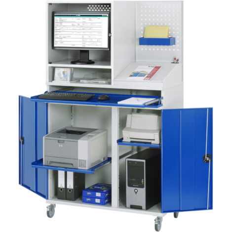 Rau Computer-Schrank 67T mit Monitorgehäuse T520mm, B1100xT520xH1895mm, mobil