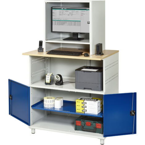 Rau Computer-Tisch 1022 mit Monitorgehäuse T550 mm, B1100xT790xH1840mm
