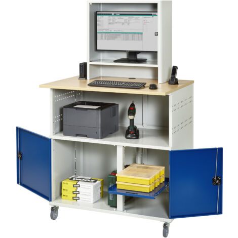 Rau Computer-Tisch mit Monitorengehäuse mobil BxTxH 1100x800x1100/1810mm