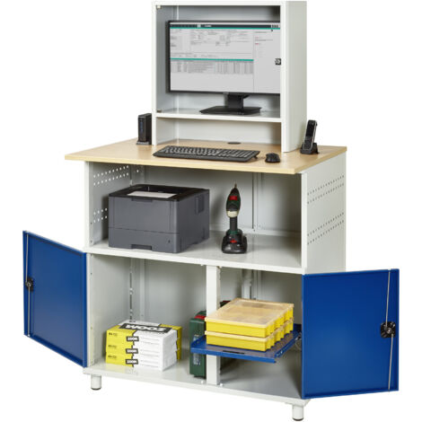 Rau Computer-Tisch mit Monitorengehäuse stationär BxTxH 1100x800x1100/1810mm