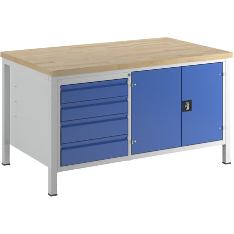 RAU, Établi sur piétement, 4 tiroirs taille L, 1 armoire à