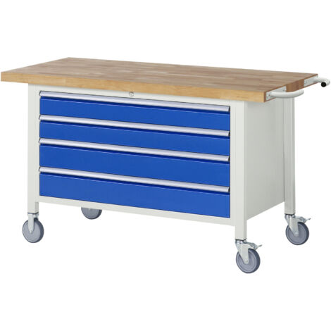 Rau Fahrbare Werkbank 8362, B1500xT700xH880mm, 4x Schublade-TA