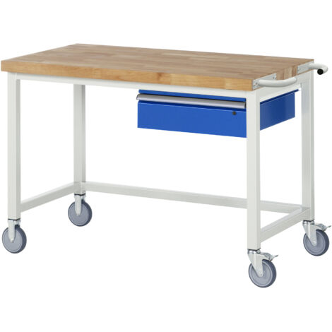 Rau Fahrbare Werkbank mit Querstrebe und Schublade BxTxH 1250x700x880mm