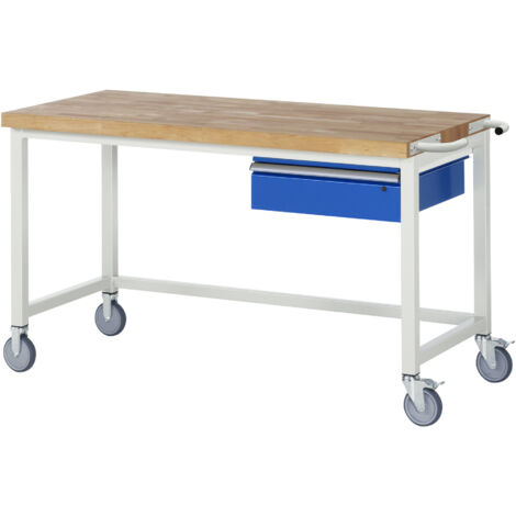 Rau Fahrbare Werkbank mit Querstrebe und Schublade BxTxH 1500x700x880mm