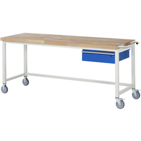Rau Fahrbare Werkbank mit Querstrebe und Schublade BxTxH 2000x700x880mm
