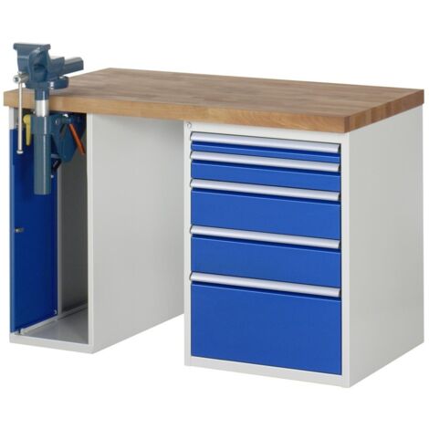 Rau Werkbank 7511A2, B1250xT700xH890mm, 5x Schublade-TA, 1x SSKL
