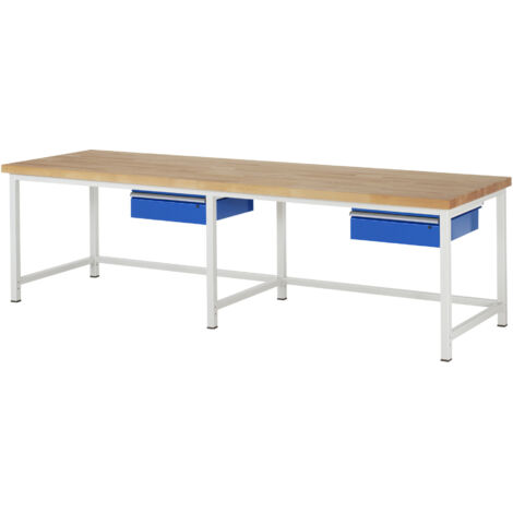 Rau Werkbank höhenverstelbar 8001A1, 3000xT900xH840-1040mm, 2x Schublade-TA