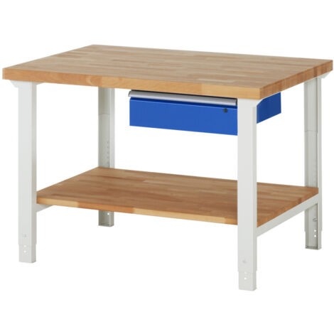 Rau Werkbank höhenverstellbar 7001A7, B1250xT900xH790-1140mm, 1x Schublade-TA