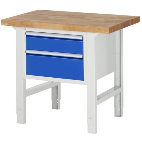 Rau Werkbank höhenverstellbar 7123A1, B1000xT700xH790-1140mm, 2x Schublade-TA