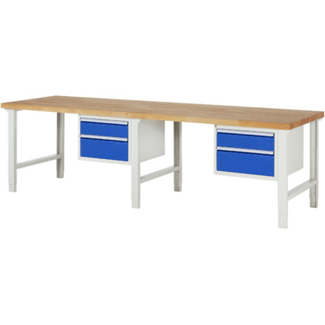 Rau Werkbank höhenverstellbar 7123A1, B3000xT900xH790-1140mm, 4x Schublade-TA