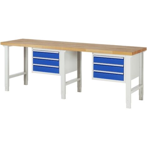 Rau Werkbank höhenverstellbar 7127A1, B2500xT700xH790-1140mm, 6x Schublade-TA