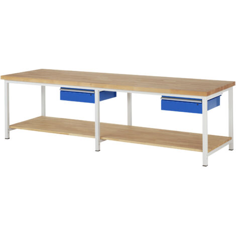 Rau Werkbank höhenverstellbar 8001A7, B3000xT900xH840-1040mm, 2x Schublade-TA