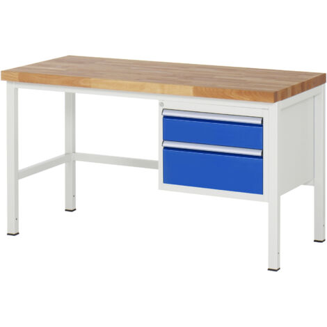 Rau Werkbank höhenverstellbar 8123A1, B1500xT700xH840-1040mm, 2x Schublade-TA
