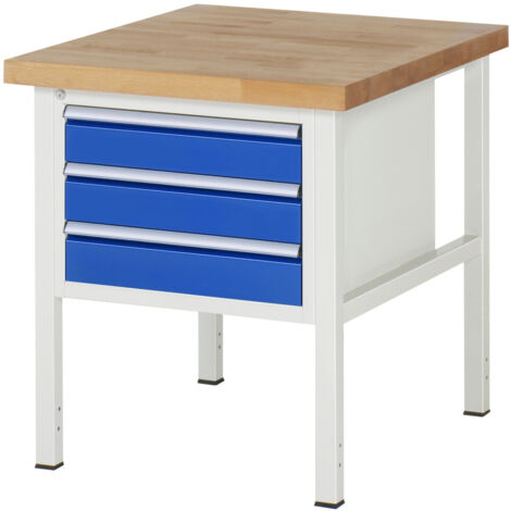 Rau Werkbank höhenverstellbar 8127A2, B750xT900xH840-1040mm, 3x Schublade-TA