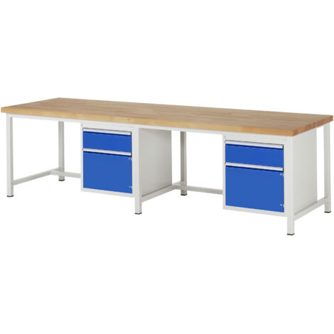 Rau Werkbank höhenverstellbar 8152A1, B3000xT900xH840-1040mm, 2x Schublade-TA, 2x Tür