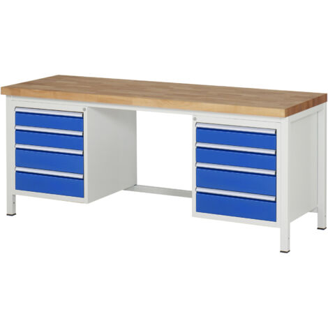 Rau Werkbank höhenverstellbar 8181A1, B2000xT700xH840-1040mm, 8x Schublade-TA
