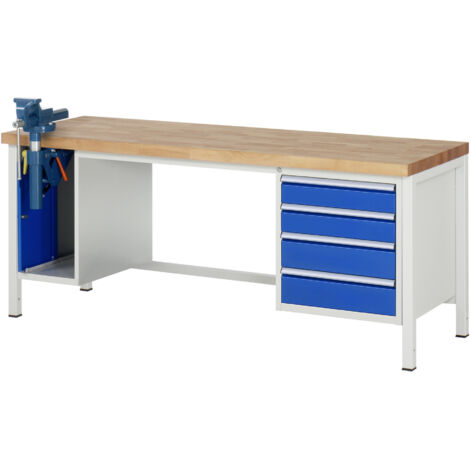 Rau Werkbank höhenverstellbar 8185A1, B2000xT700xH840-1040mm, 4x Schublade-TA, SSKL