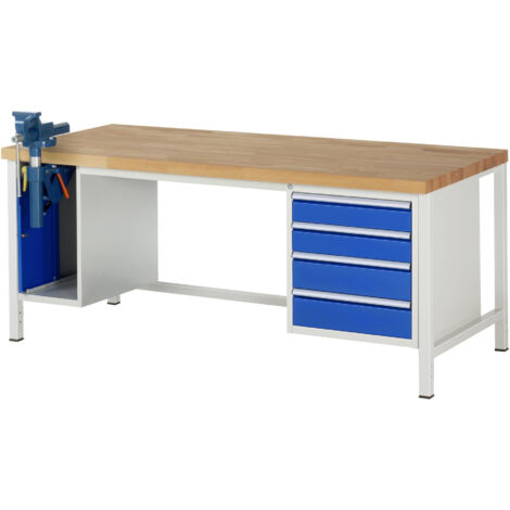 Rau Werkbank höhenverstellbar 8185A1, B2000xT900xH840-1040mm, 4x Schublade-TA, SSKL