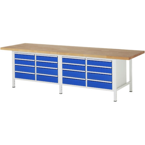 Rau Werkbank höhenverstellbar 8477A2, B3000xT900xH840-1040mm, 16x Schublade-TA
